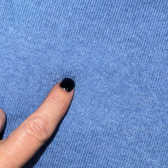 CHAPS mens size XL blue v neck cotton cashmere pullover sweater tiny pull shown - Picture 5 of 11